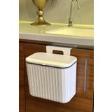 MAKRİ HOME Askılı Çöp Kovası- Beyaz- Çift Yönlü Kapaklı - 8 Litre