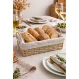 MAKRİ HOME Bambu Ekmek Sepeti, 31x20x10 cm, Dantelli Çiçek Desenli Kumaş, Metal Çerçeve