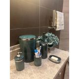 Makri Home Banyo Seti 5'li, Yuvarlak, Akrilik-Çöp Kovası, WC Fırçalık, Sıvı Sabunluk, Diş Fırçalık, El Sabunluk