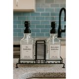 Makri Home Cam İkili Sıvı Sabunluk & Deterjanlık Seti 500 ml Siyah Metal Stantlı Modern Tasarım