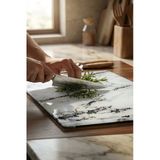 MAKRİ HOME Cam Kesme Tahtası Kırılmaz Temperli 25x35 cm Beyaz Mermer Desenli Kaymaz