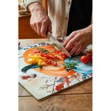 MAKRİ HOME Cam Kesme Tahtası Kırılmaz Temperli 25x35 cm Dekoratif Kabak Desenli Kaymaz