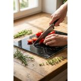 MAKRİ HOME Cam Kesme Tahtası Kırılmaz Temperli 25x35 cm Siyah Mermer Desenli Kaymaz