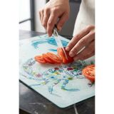 MAKRİ HOME Cam Kesme Tahtası Kırılmaz Temperli 25x35 cm Yengeç Desenli Kaymaz