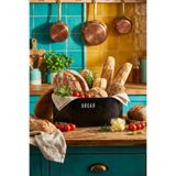 MAKRİ HOME Ekmeklik, Metal Ekmek Kutusu, Bambu Kapaklı Siyah Ekmek Sepeti, 34 x 19 x 16 Cm