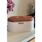 Makri Home Ekmeklik Metal Ekmek Sepeti 34 cm x 19 cm x 16 cm Yerli Üretim Estetik Beyaz Tasarım