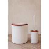 Makri Home Elegan Kahve Beyaz 2’li Banyo Seti - Plastik Malzemeden Şık Tasarımlı 6 Litre Çöp Kovası ve WC Fırçalık
