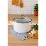 MAKRİ HOME Emaye Tencere, Fritöz, Cam Kapaklı – 22 cm Çap, 3,5 Litre Hacim