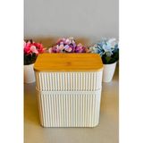MAKRİ HOME İkili Bambu Kapaklı Dikdörtgen Saklama ve Beslenme Kutusu, 0,5 litre ve 1 litre hacminde 2 adet Kutu