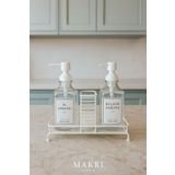 MAKRİ HOME Modern Cam Ikili Sıvı Sabunluk & Deterjanlık Seti-500 ml Cam Sabunluk, Metal Standlı
