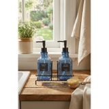 Makri Home Modern Cam Sıvı Sabunluk & Deterjanlık Seti-500 Ml Cam Sabunluk, Metal Stand'lı Siyah