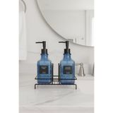MAKRİ HOME Modern Cam Sıvı Sabunluk & Deterjanlık Seti-500 ml Cam Sabunluk, Metal Stand'lı