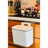 MAKRİ HOME Pratik Askılı Çöp Kovası- Beyaz- Çift Yönlü Kapaklı - 8 Litre
