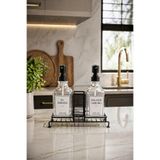 MAKRİ HOME Premium Cam İkili Sıvı Sabunluk & Deterjanlık Seti, Siyah - 500 Ml Cam Sabunluk