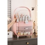 Makri Home Şeffaf Kapaklı Makyaj ve Takı Organizeri Pembe 19×27×36 cm Çekmeceli Fonksiyonel Kullanım Alanı