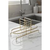 MAKRİ HOME Siyah Sıvı Sabunluk Standı Tezgah Üstü Banyo Mutfak Düzenleyici, Altın Rengi Oval Organizer