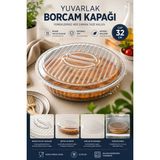 Makri Home Yuvarlak Borcam Kapağı, Şeffaf Saklama ve Koruma Kapağı, 32 cm Çap