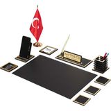 Makro Ofis Asel Sümen Takımı 11 Parça Siyah Renkli Full Set Türkiye Menşeli Modern Tasarım - Gold