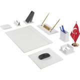 Makro Ofis G101 Deri Sümen Takımı 11 Parça Beyaz Full Set - Renk