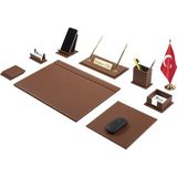 Makro Ofis G101 Deri Sümen Takımı 11 Parça Taba Full Set - Renk