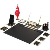 Makro Ofis Lina Sümen Takımı 11 Parça Siyah Full Set - Gold