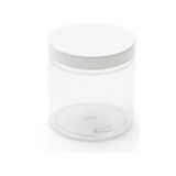 Makrobay 250 ml - Şeffaf Pet Plastik Kavanoz - Beyaz Kapak -5 Adet