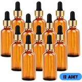Makrobay 50 cc Amber Cam Damlalıklı Şişe 12 Adet 50 ML Hacimli Medikal Kullanıma Uygun