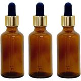Makrobay 50 cc Cam Damlalıklı Amber Şişe [50 CC=50ML x 6 Adet] / Ecza Şişesi / Dropper Şişe