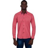 Makrom Kırmızı Tasarım Detaylı Slim Fit Erkek Gömlek - Fuşya