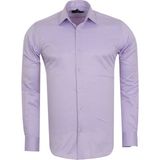 MAKROM Lila Erkek Gömlek Yaka Slim ve Regular Fit Pamuklu Dokuma Uzun Kollu Gömlek - 2XL