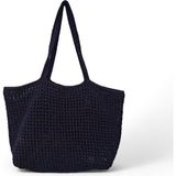 Makrome Ip El Örgüsü Simli Lacivert Kadın Fileli Omuz Çantası - Yükseklik : 40 cm. Genişlik : 50 cm
