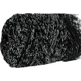 Makrome Ipi 3mm Polyester Siyah Gümüş Simli