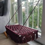 Makrome Vantuzlu Hamak Cam Kedi Yatağı (Bordo)