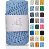 Makromecity Premium Koton Pamuk Makrome Ipi Bebe Mavi 200 gr 150 Metre 2mm Cotton Zincir Makrome Çanta Ipi Supla Ipi