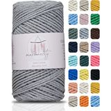 Makromecity Premium Koton Pamuk Makrome Ipi Gri 200 gr 150 Metre 2mm Cotton Zincir Makrome Çanta Ipi Supla Ipi