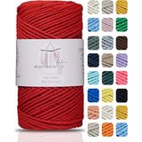 Makromecity Premium Koton Pamuk Makrome Ipi Kırmızı 200 gr 150 Metre 2mm Cotton Zincir Makrome Çanta Ipi Supla Ipi