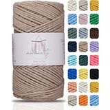 Makromecity Premium Koton Pamuk Makrome Ipi Koyu Bej 200 gr 150 Metre 2mm Cotton Zincir Makrome Çanta Ipi Supla Ipi