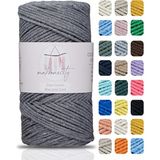 Makromecity Premium Koton Pamuk Makrome Ipi Koyu Gri 200 gr 150 Metre 2mm Cotton Zincir Makrome Çanta Ipi Supla Ipi