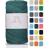 Makromecity Premium Koton Pamuk Makrome Ipi Nefti 200 gr 150 Metre 2mm Cotton Zincir Makrome Çanta Ipi Supla Ipi - Nefti Yeşil