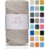 Makromecity Premium Koton Pamuk Makrome Ipi Sütlü Kahve 200 gr 150 Metre 2mm Cotton Zincir Makrome Çanta Ipi Supla Ipi