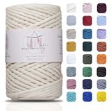 Makromecity, Tek Telli Makrome İpi 3 mm x 100 Metre (328 fit) 3mm Tek Telli Doğal Pamuk İp, Makrome Sanat ve El Sanatları için Duvar Süsleri İçin Geri Dönüşümlü Pamuk İp İpliği DIY (Ekru, 1 Makara)