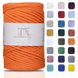 Makromecity, Tek Telli Makrome Kordon 3 mm x 100 Yard (300 ft) 3 mm Tek Bükülmüş Turuncu Pamuk Kordon Makrome Sanat ve El Sanatları Duvar Askıları için Geri Dönüşümlü Pamuk Kordon İpliği DIY (Turuncu,