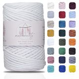 Makromecity, Tek Telli Makrome Kordon 3 mm x 100 Yard (300 ft) 3 mm Tek Bükümlü Beyaz Pamuk Kordon Makrome Sanat ve El Sanatları Duvar Askıları için Geri Dönüşümlü Pamuk Kordon İpliği DIY (Beyaz, 1