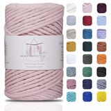 Makromecity, Tek Telli Makrome Kordon 3 mm x 100 Yard (300 ft) 3 mm Tek Telli Bebek Pembe Pamuk Kordon Makrome Sanat ve El Sanatları Duvar Askıları için Geri Dönüşümlü Pamuk Kordon İpliği Kendin Yap