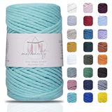Makromecity, Tek Telli Makrome Kordon 3 mm x 100 Yards (300 ft) 3 mm Tek Telli Nane Pamuk Kordon Makrome Sanat ve El Sanatları Duvar Askıları için Geri Dönüşümlü Pamuk Kordon İpliği Kendin Yap (Nane,