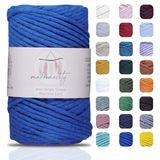 Makromecity, Tek Telli Makrome Kordon 3 mm x 100 Yards (300 ft) 3 mm Tek Telli Saks Mavi Pamuk Kordon Makrome Sanat ve El Sanatları Duvar Askıları için Geri Dönüşümlü Pamuk Kordon İpliği Kendin Yap