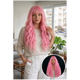 Makromehome Vip Seri Pembe Dalgalı Doğal Görünümlü Isıya Dayanıklı Peruk