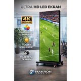 Makron Teknoloji Poster LED Ekran P2,5 Iç Ortam - 192X64 cm Yüksek Çözünürlük - Wifi - Tekerlekli Taşınabilir Elektronik Reklam Panosu - Siyah