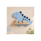 MAKS HOME Ahşap Çocuk Odası Duvar Rafı 🦕 Dinozor | Doğal Ahşap & MDF | Dekoratif Oyuncak & Aksesuar Rafı