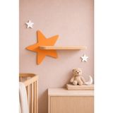 Maks Home Ahşap Çocuk Odası Duvar Rafı 🌠 Kuyruklu Yıldız Dekoratif Raf | Oyuncak & Aksesuar Düzenleyici | Delmeden Kolay Montaj - Turuncu